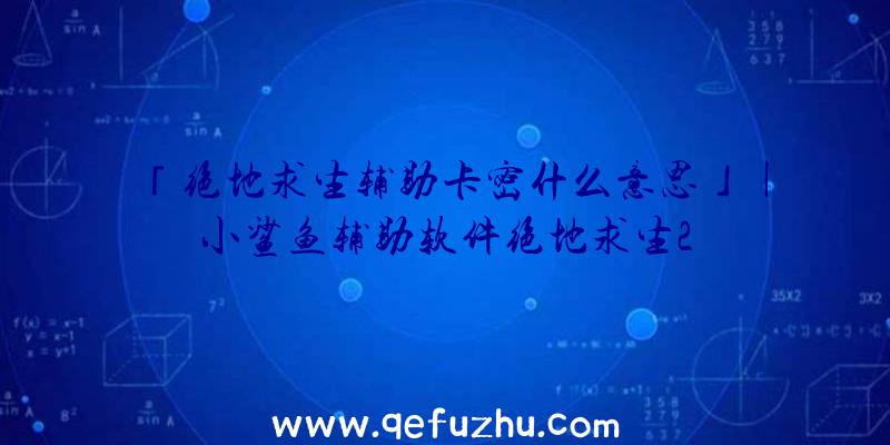 「绝地求生辅助卡密什么意思」|小鲨鱼辅助软件绝地求生2